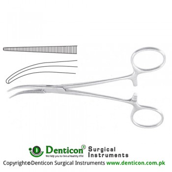 Dandy Haemostatic Forceps Laterally Curved - 1 x 2 Teeth Stainless Steel, 14.5 cm - 5 3/4" 